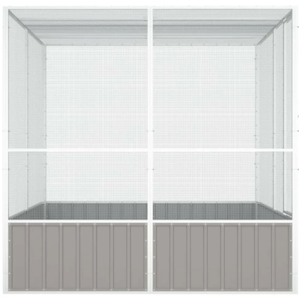 VIDAXL - Cage à oiseaux gris 213,5x217,5x211,5 cm acier galvanisé
