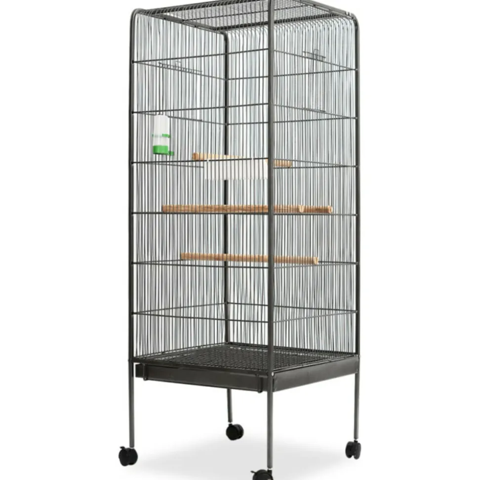 VIDAXL - Cage à oiseaux noir 54 x 54 x 146 cm acier