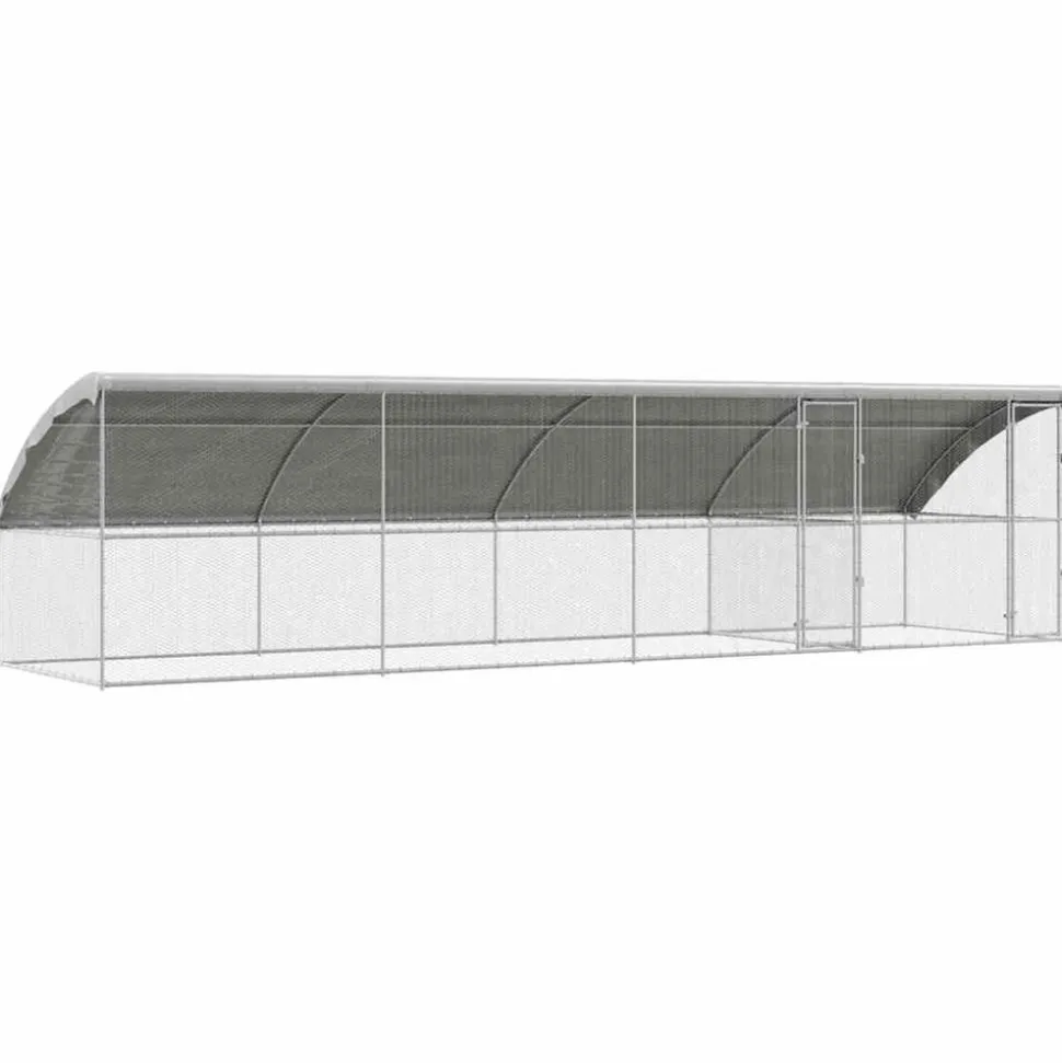 VIDAXL - Cage à poules argent 800 x 200 x 198.5 cm acier galvanisé