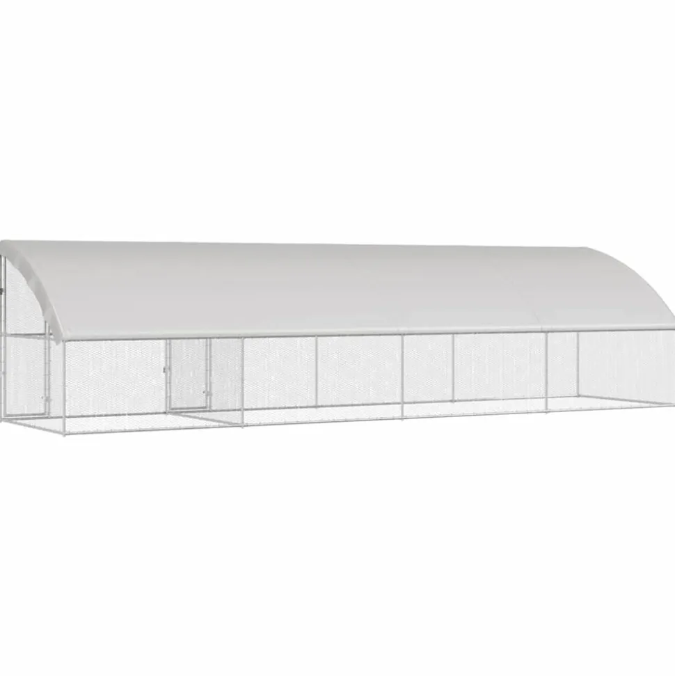 VIDAXL - Cage à poules argent 800 x 200 x 198.5 cm acier galvanisé