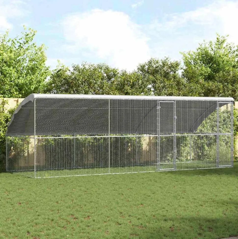 VIDAXL - Cage à poules argent 600 x 200 x 198.5 cm acier galvanisé