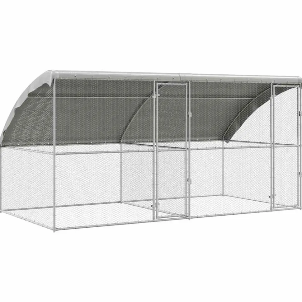 VIDAXL - Cage à poules argent 400 x 200 x 198.5 cm acier galvanisé