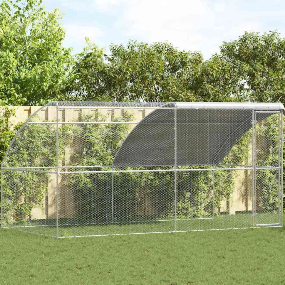VIDAXL - Cage à poules argent 400 x 200 x 198.5 cm acier galvanisé