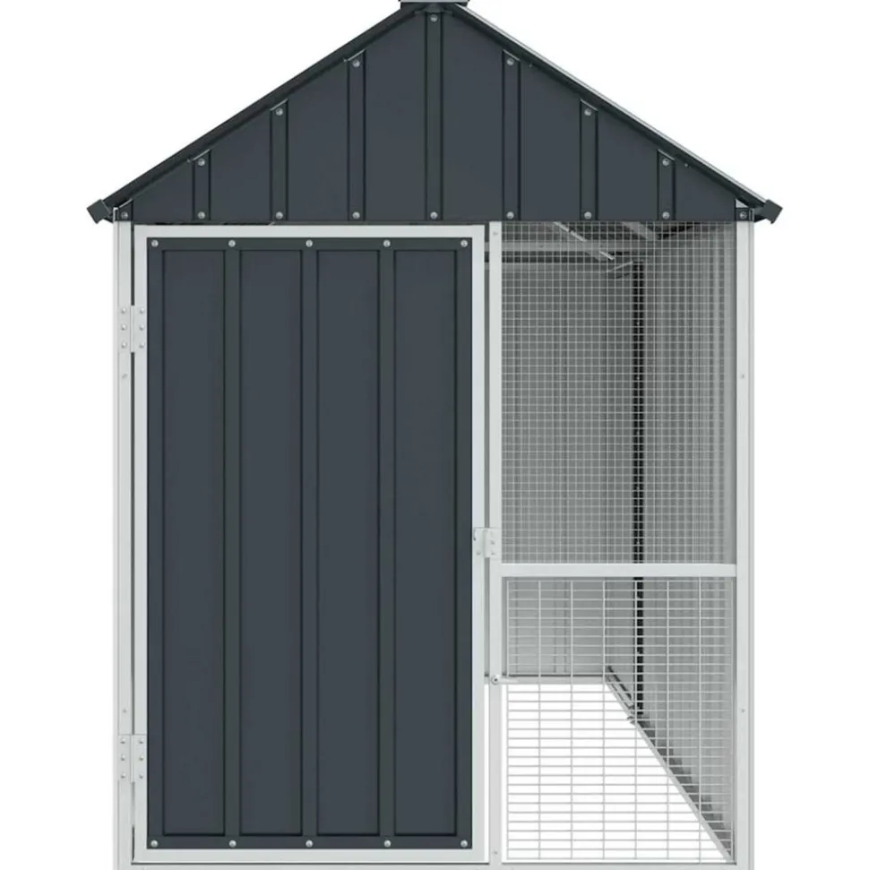 VIDAXL - Cage pour oiseaux anthracite 215 x 112 x 141 cm acier galvanisé