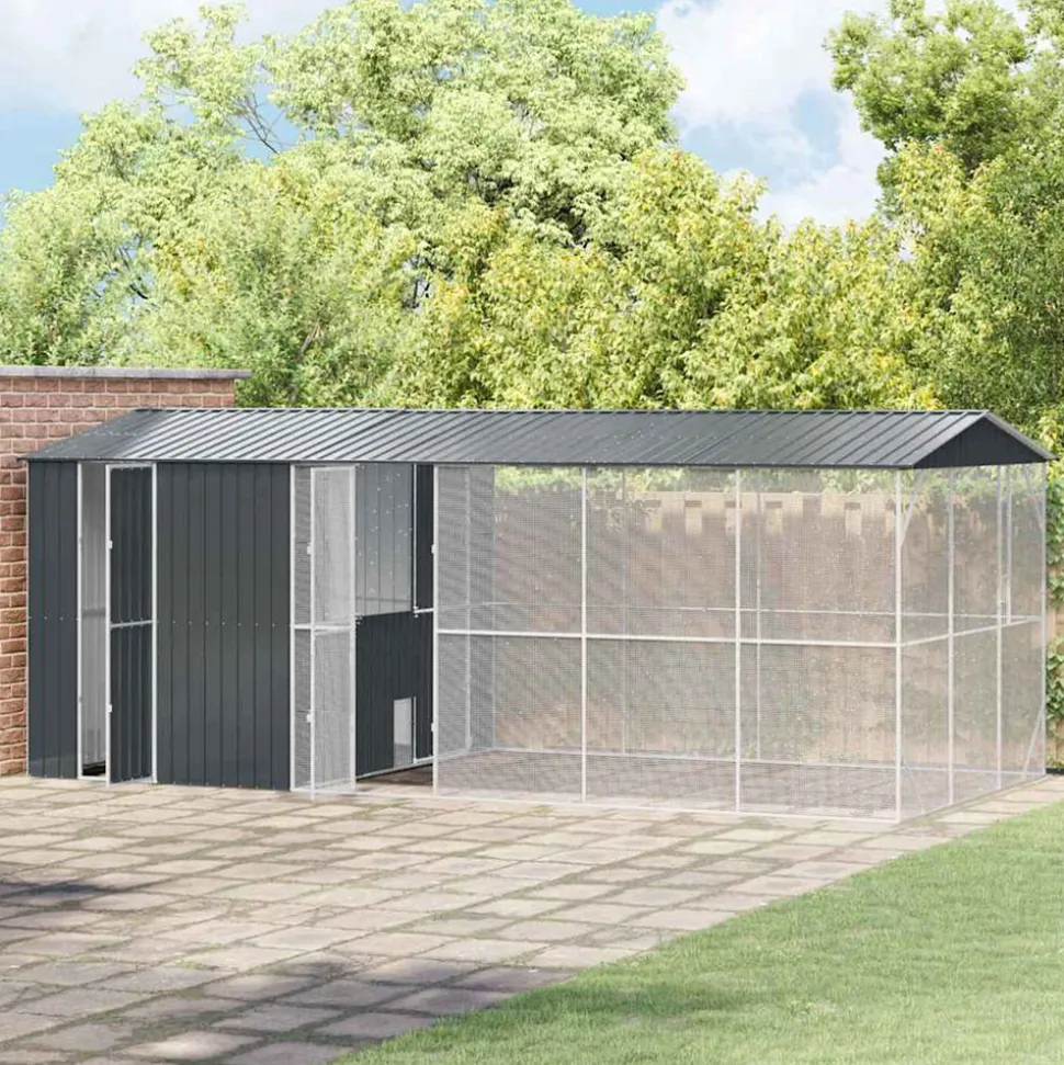 VIDAXL - Cage pour oiseaux anthracite 645 x 310 x 247 cm acier galvanisé