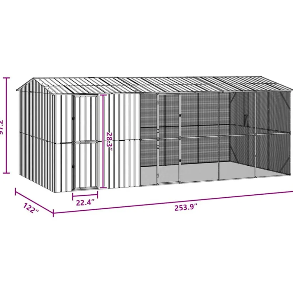 VIDAXL - Cage pour oiseaux anthracite 645 x 310 x 247 cm acier galvanisé