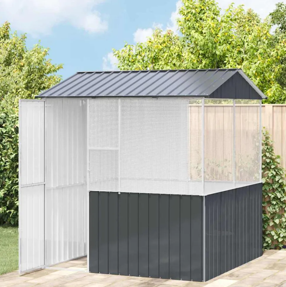 VIDAXL - Cage pour oiseaux anthracite 215 x 209 x 230 cm acier galvanisé