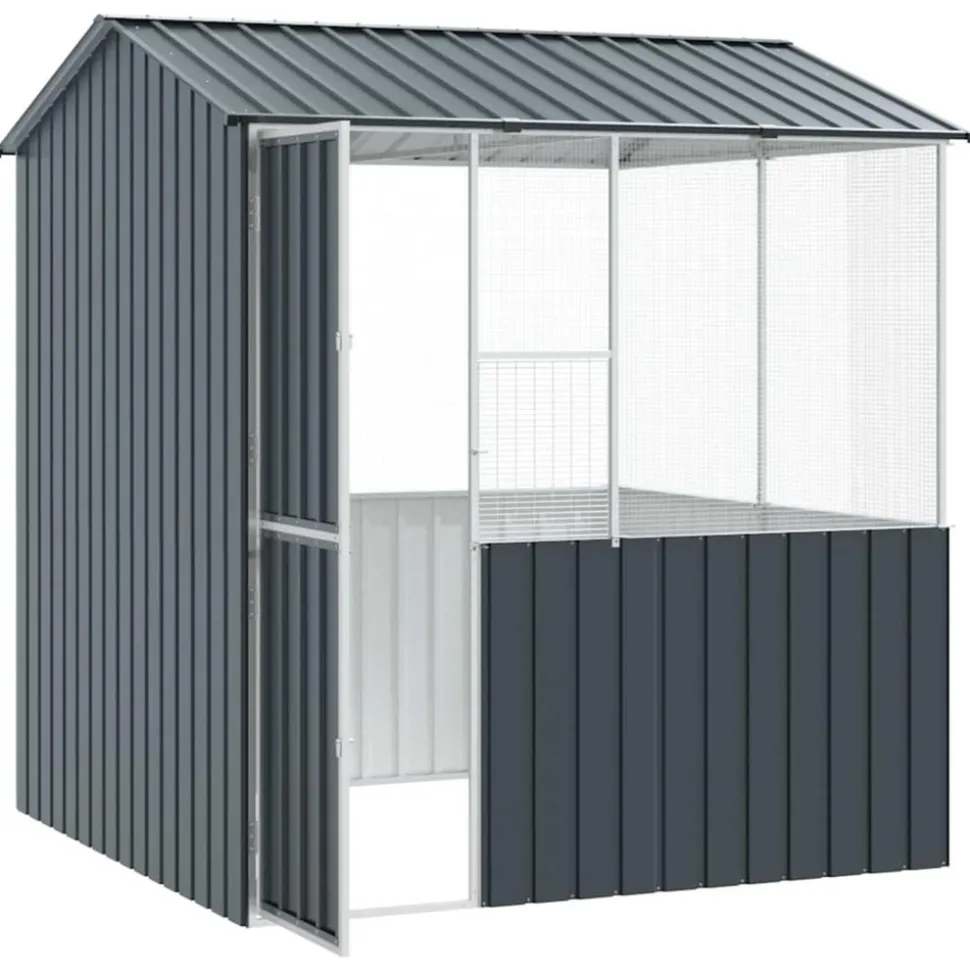 VIDAXL - Cage pour oiseaux anthracite 215 x 209 x 230 cm acier galvanisé