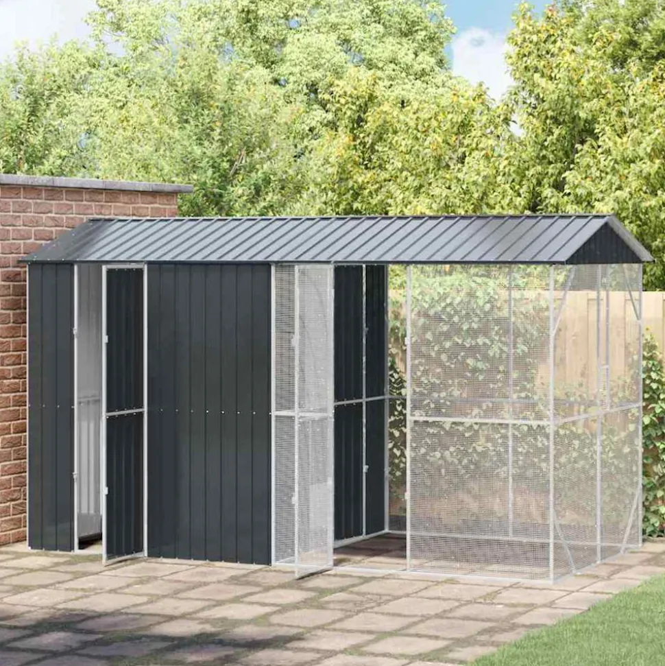 VIDAXL - Cage pour oiseaux anthracite 430 x 208 x 247 cm acier galvanisé