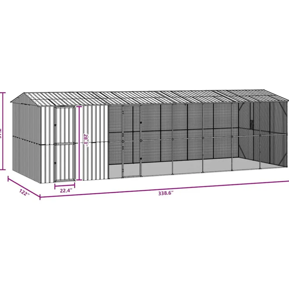 VIDAXL - Cage pour oiseaux anthracite 860 x 310 x 247 cm acier galvanisé