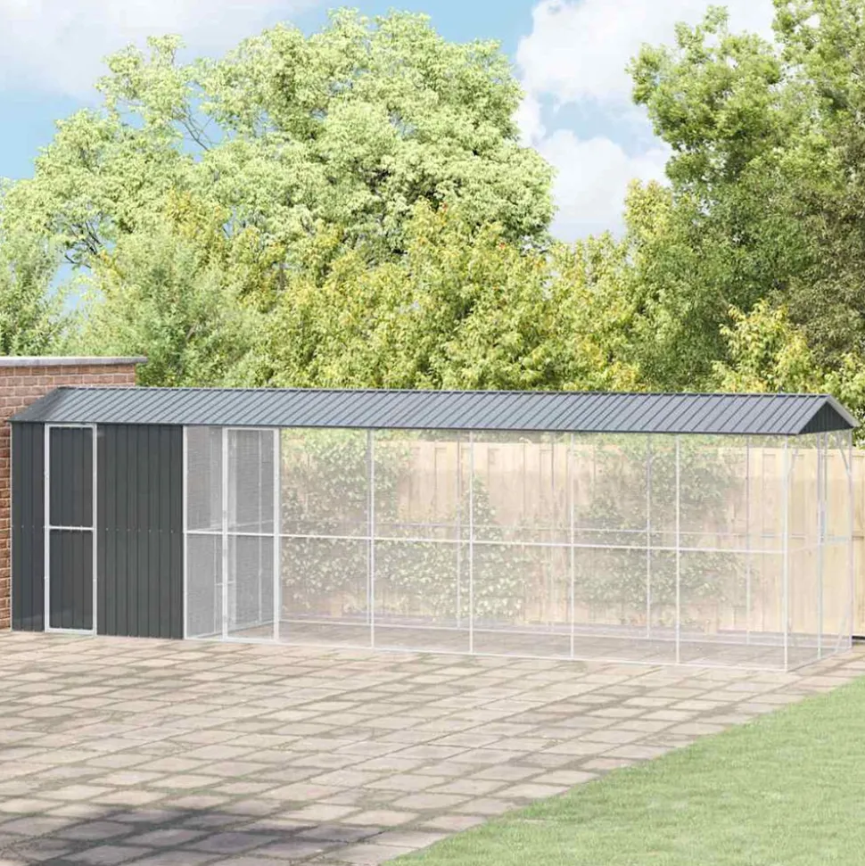 VIDAXL - Cage pour oiseaux anthracite 860 x 208 x 247 cm acier galvanisé