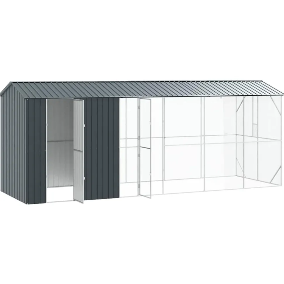 VIDAXL - Cage pour oiseaux anthracite 645 x 208 x 247 cm acier galvanisé