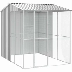 VIDAXL - Cage pour oiseaux gris 215 x 310 x 247 cm acier galvanisé