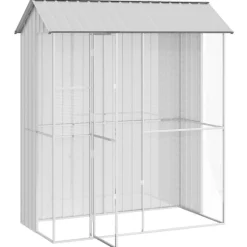 VIDAXL - Cage pour oiseaux gris 215 x 110 x 247 cm acier galvanisé