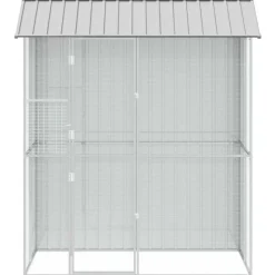 VIDAXL - Cage pour oiseaux gris 215 x 110 x 247 cm acier galvanisé