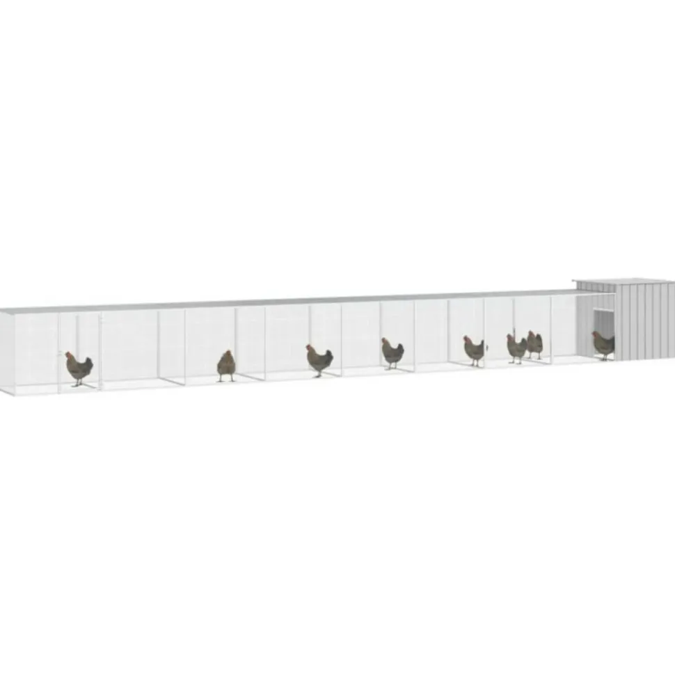 VIDAXL - Cage pour poules gris 900x91x100 cm acier galvanisé