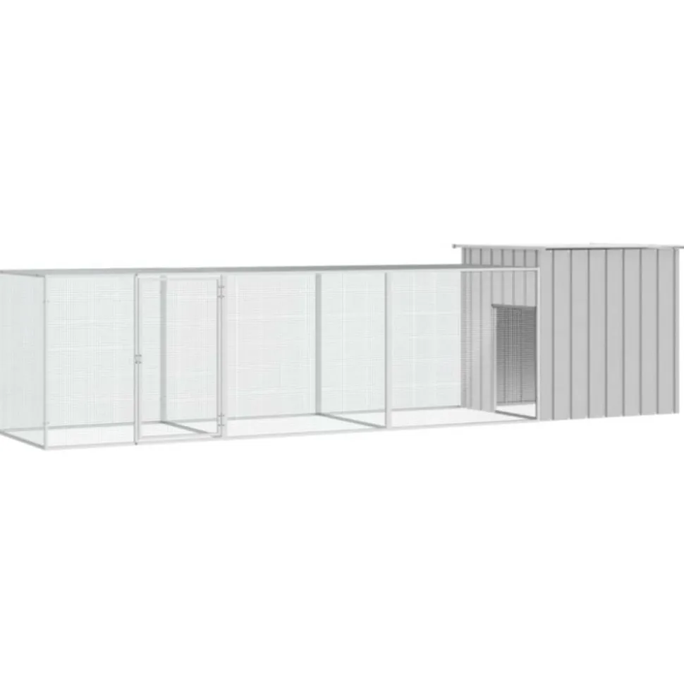 VIDAXL - Cage pour poules gris 400x91x100 cm acier galvanisé