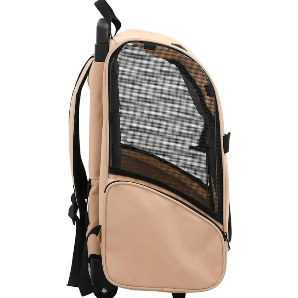 VIDAXL - Chariot polyvalent pliable pour animaux de compagnie beige