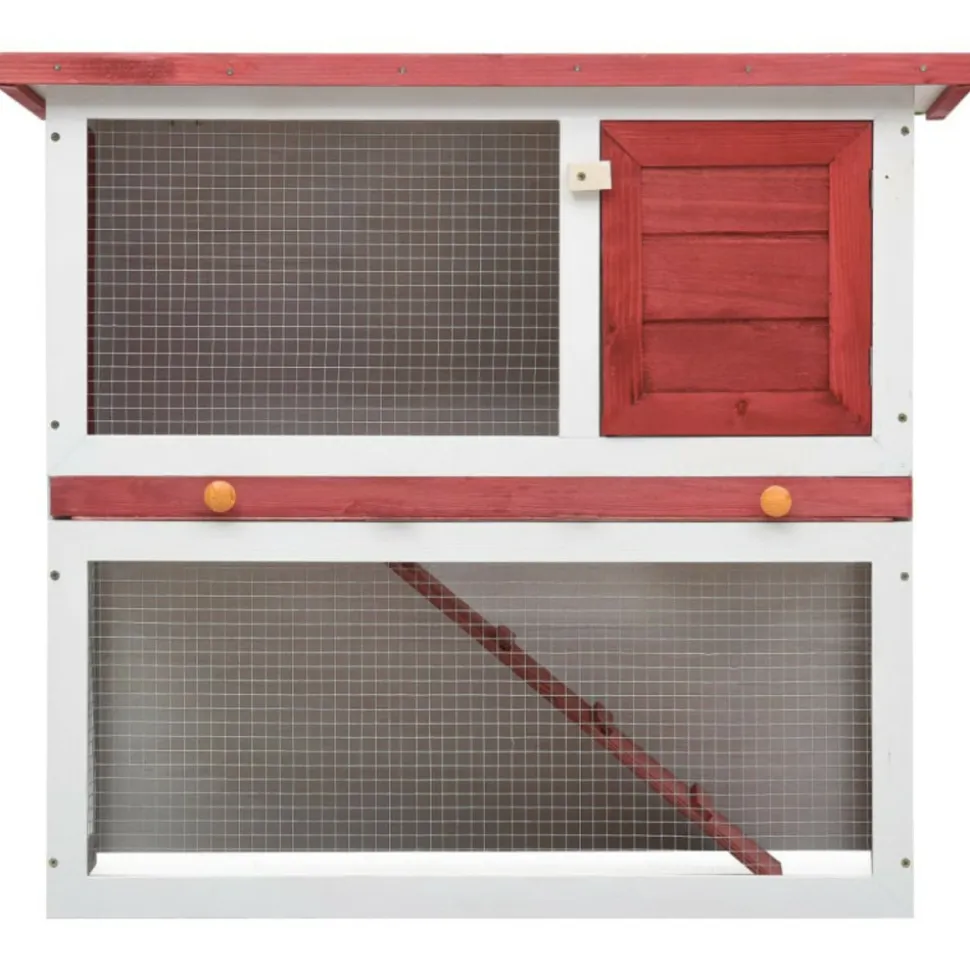 VIDAXL - Clapier d extérieur 1 porte rouge bois
