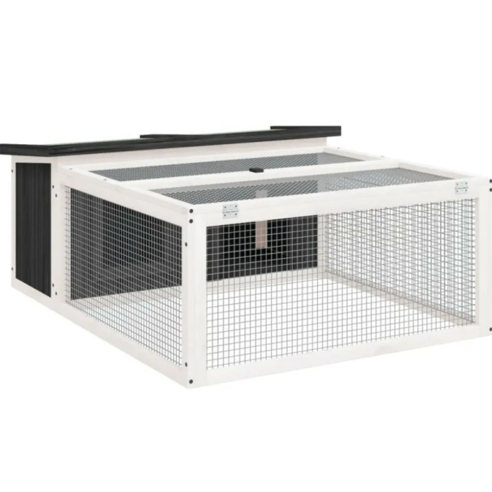 VIDAXL - Clapier gris 117,5x97x47,5 cm bois de pin massif