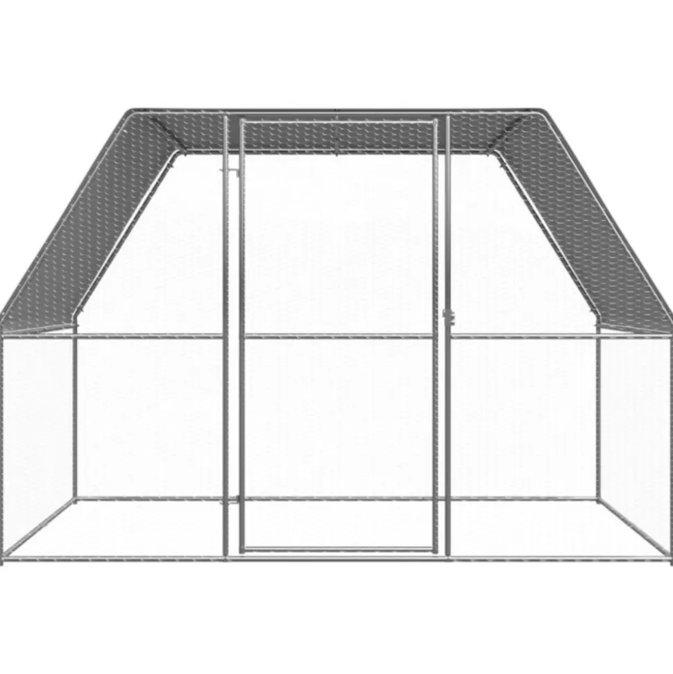 VIDAXL - Poulailler argenté et gris 3x2x2 m acier galvanisé
