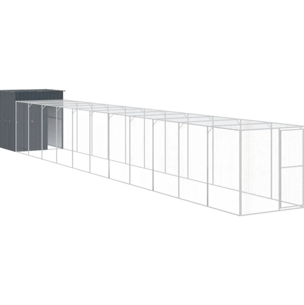 VIDAXL - Poulailler avec cour anthracite 165x1271x181 cm acier galvanisé