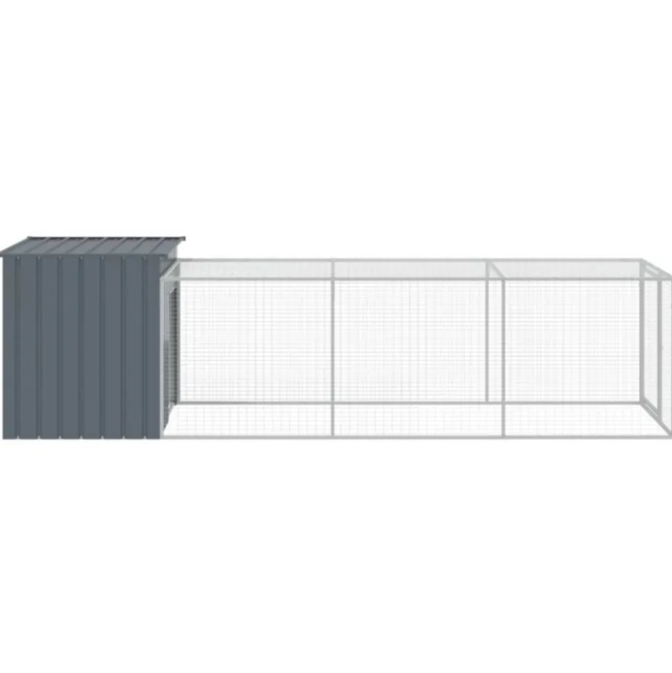 VIDAXL - Poulailler avec cour anthracite 110x405x110 cm acier galvanisé