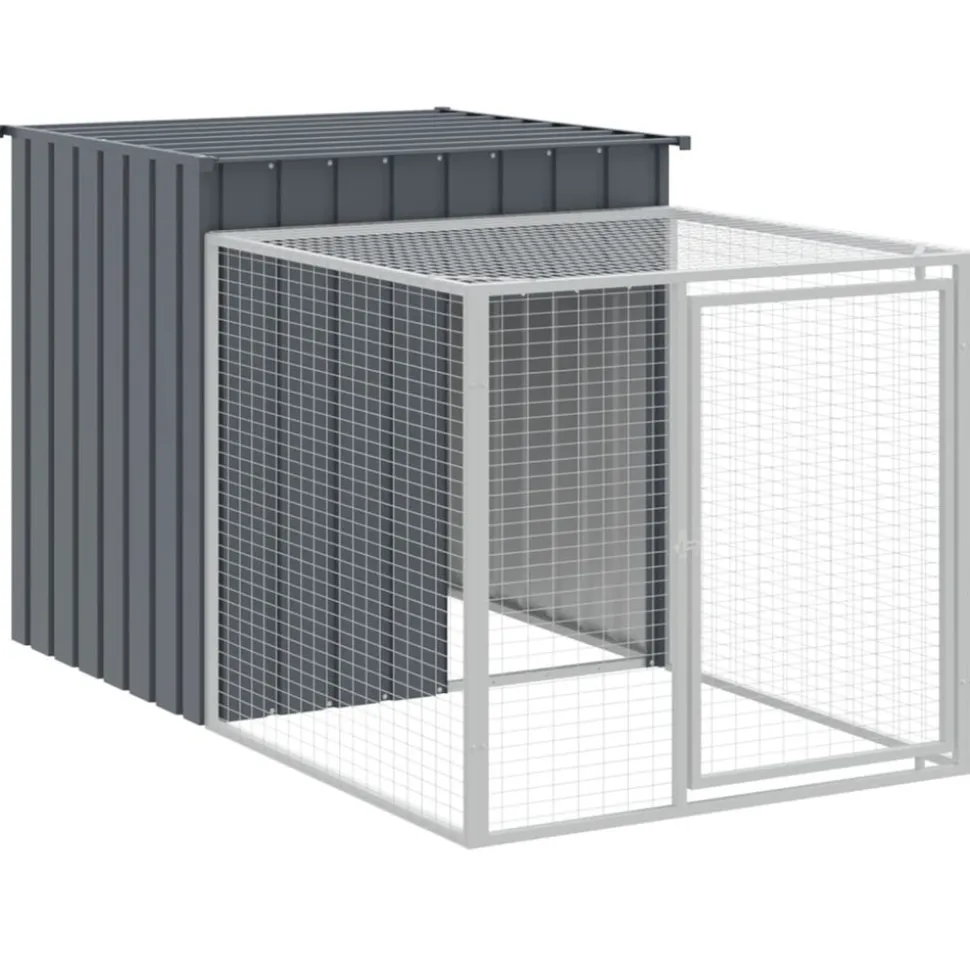 VIDAXL - Poulailler avec cour anthracite 110x405x110 cm acier galvanisé