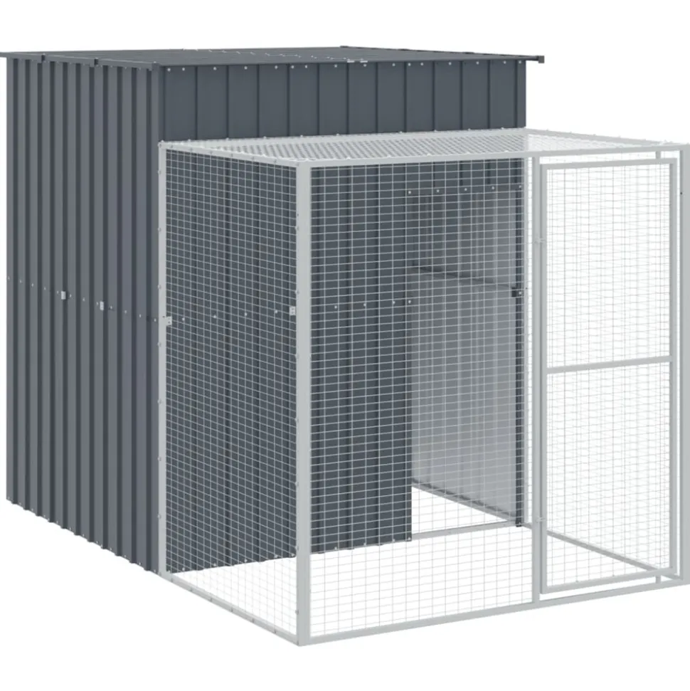 VIDAXL - Poulailler avec cour anthracite 165x863x181 cm acier galvanisé