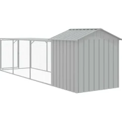 VIDAXL - Poulailler avec cour gris clair 117x405x123 cm acier galvanisé