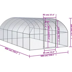 VIDAXL - Poulailler d extérieur 3x6x2 m acier galvanisé