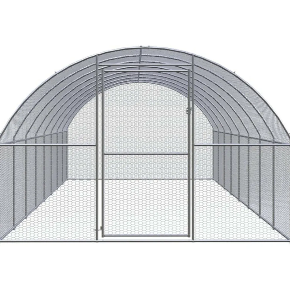VIDAXL - Poulailler d extérieur 3x8x2 m acier galvanisé