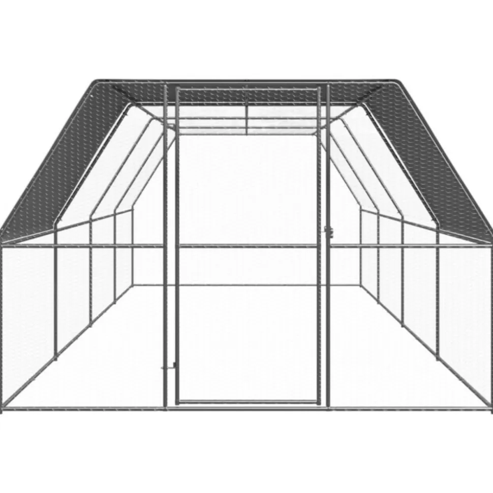 VIDAXL - Poulailler d extérieur 3x8x2 m acier galvanisé