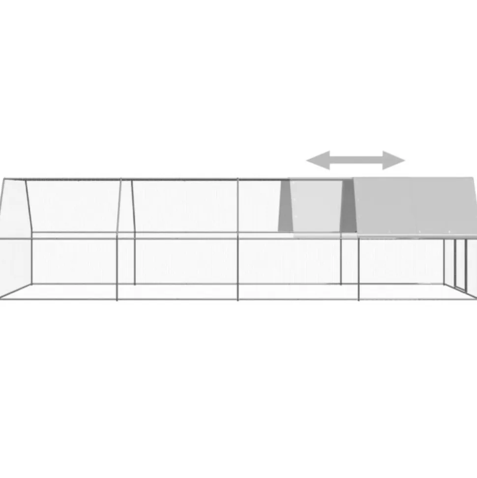 VIDAXL - Poulailler d extérieur 3x8x2 m acier galvanisé