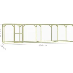 VIDAXL - Poulailler 1,5x6x1,5 m pinède imprégnée