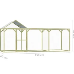 VIDAXL - Poulailler 4,5x1,5x2 m pinède imprégnée