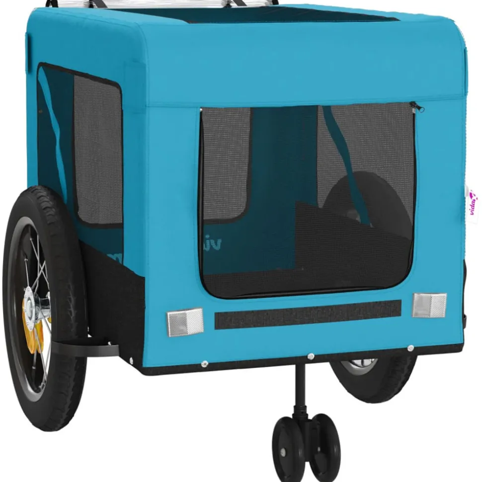 VIDAXL - Remorque de vélo pour animaux de compagnie bleu et noir