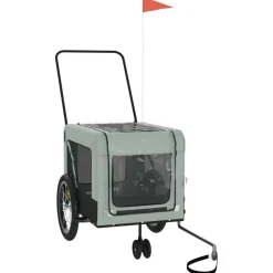 VIDAXL - Remorque de vélo pour animaux de compagnie gris et noir