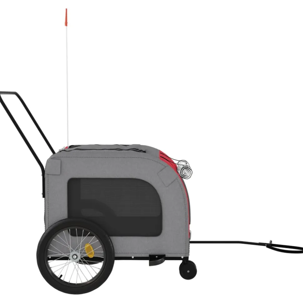 VIDAXL - Remorque de vélo pour animaux de compagnie rouge et gris