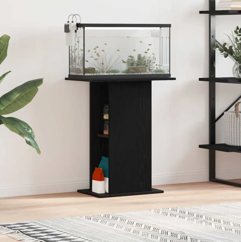 VIDAXL - Support pour aquarium chêne noir 60,5x36x72,5 cm