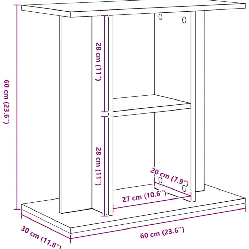 VIDAXL - Support pour aquarium chêne noir 60x30x60 cm bois d ingénierie