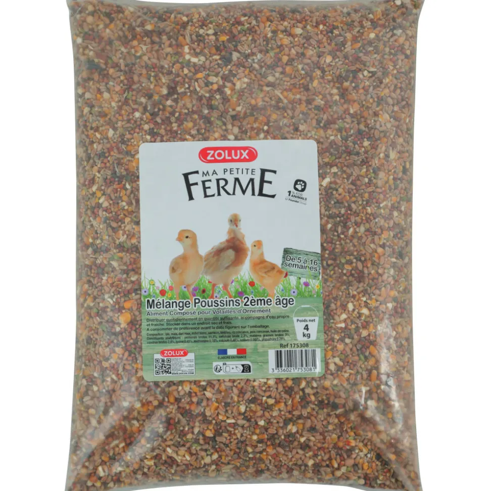 ZOLUX - Aliments composé, mélange poussin 2eme âge 4 kg basse cour.