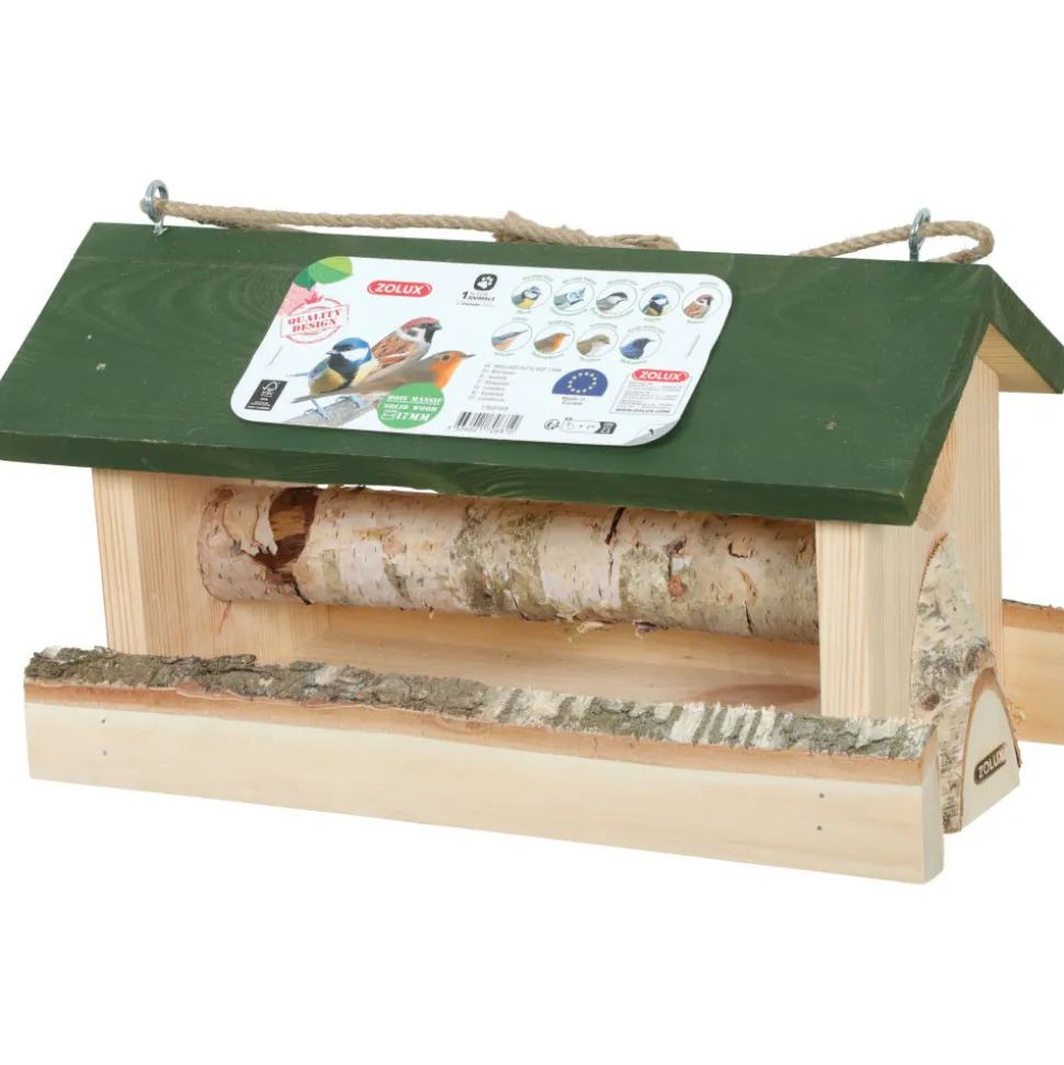ZOLUX - Mangeoire en bois xl 19 x 37 h 20 cm pour oiseaux