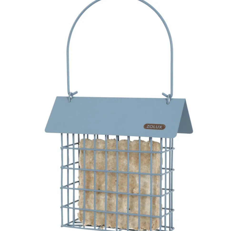 ZOLUX - Support pain de graisse en métal avec toit bleu orage pour oiseaux