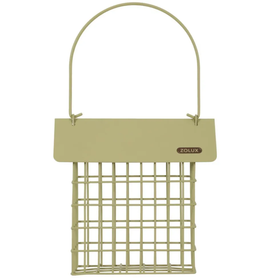 ZOLUX - Support pain de graisse en métal avec toit vert lichen pour oiseaux